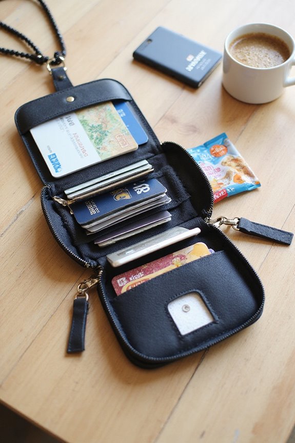 organized travel neck wallet
